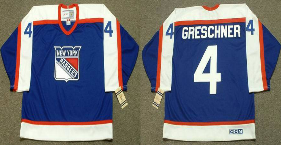 2019 Men New York Rangers #4 Greschner blue CCM NHL jerseys->new york rangers->NHL Jersey